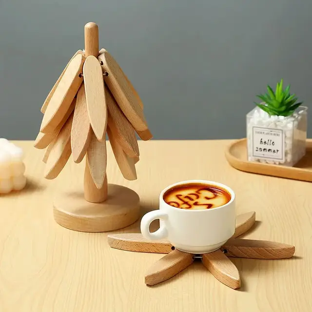 Wooden Foldable Flower Trivet