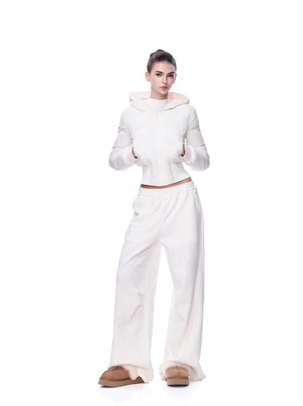 JLAUNT Women's Low Waist Wide Leg Sweatpants 2026 Winter Casual Loose Straight Leg Pants Brushed Cotton Blend with Drawstring & Pockets  Navy/White S-L