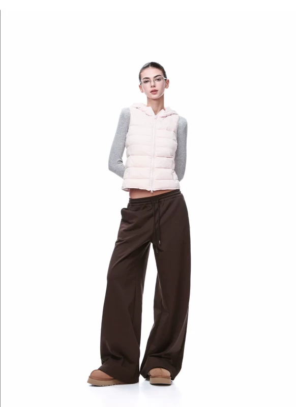 Navy Low Waist Wide Leg Track Pants | Women's Loose Straight Leg Casual Sweatpants  Retro Streetwear 2026 Winter