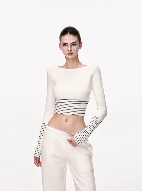 Women's white loose-fitting wide-leg sweatpants straight-leg casual pants American-style hot girl striped pants.