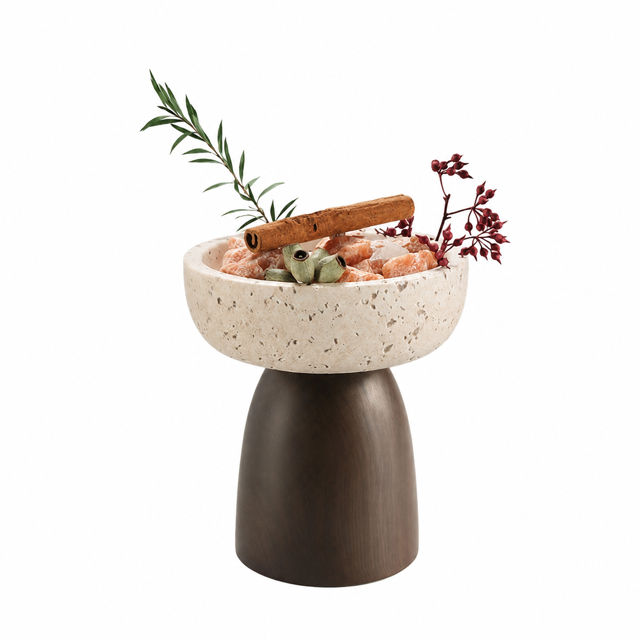 Crystal stone ornamentsBowl – Healing Crystal Decor with Air Plant & Wooden Base for Meditation and Home Décor