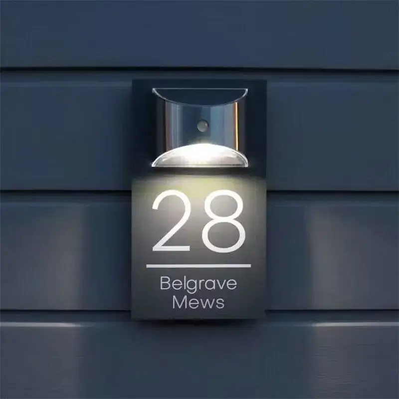 PERSONALIZED SOLAR MODERN DOOR PLAQUE