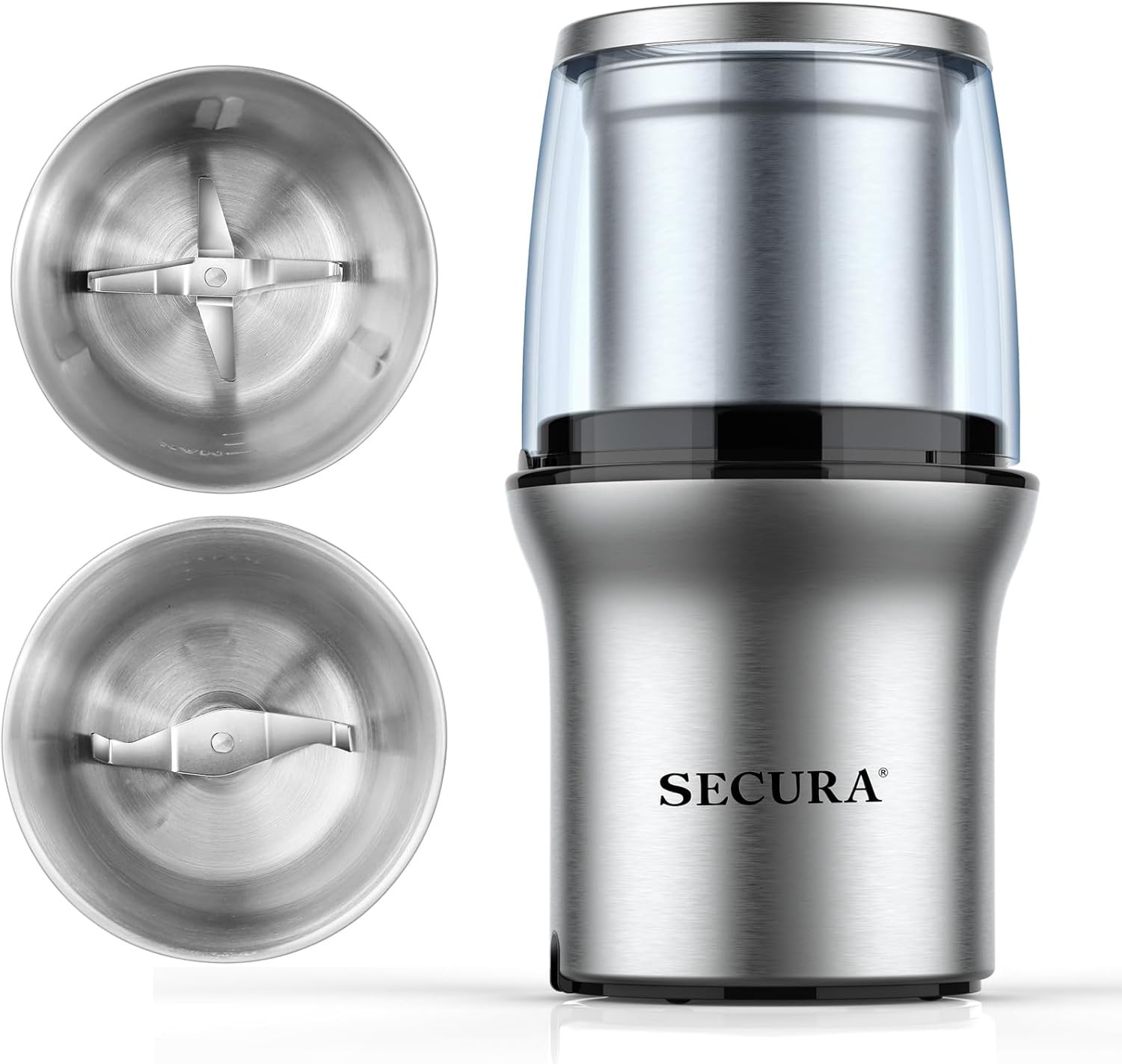 Electric Coffee Grinder and Spice Grinder with 2 Stainless Steel Blades Removable Bowls for Home Kitchen Use