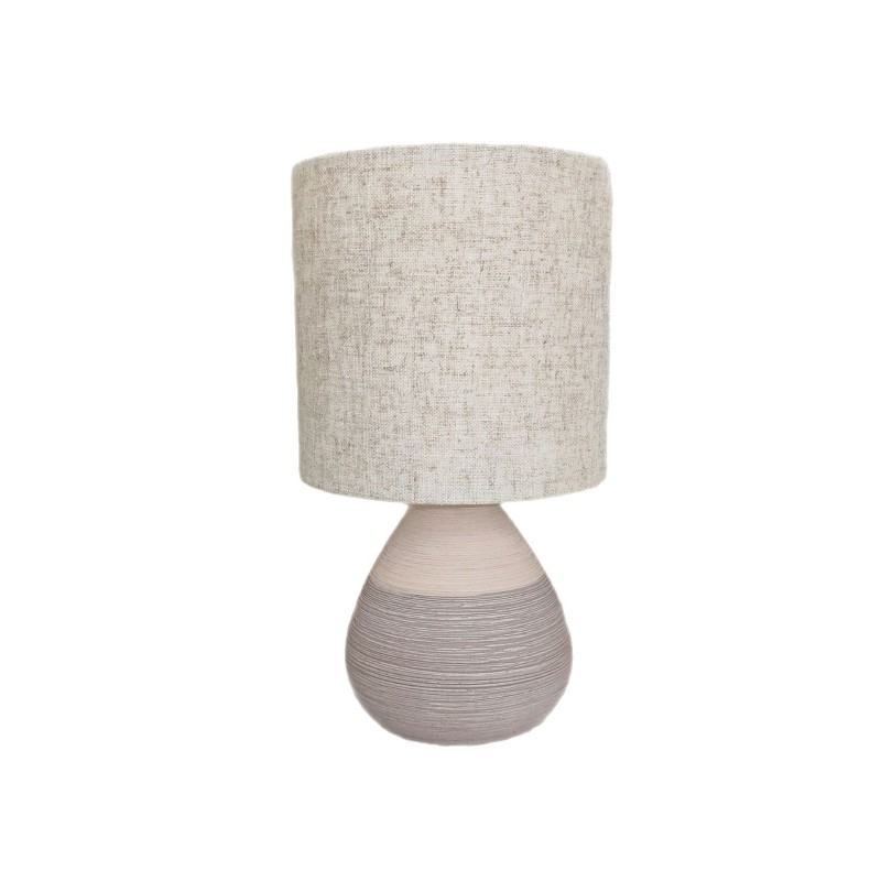 Modern Table Lamp Warm Beige Resin Lamp with Natural Stone Look, Living Room with Linen Shades, Bedside Lamp for Bedroom, Living Room, Nightstand, Entryway