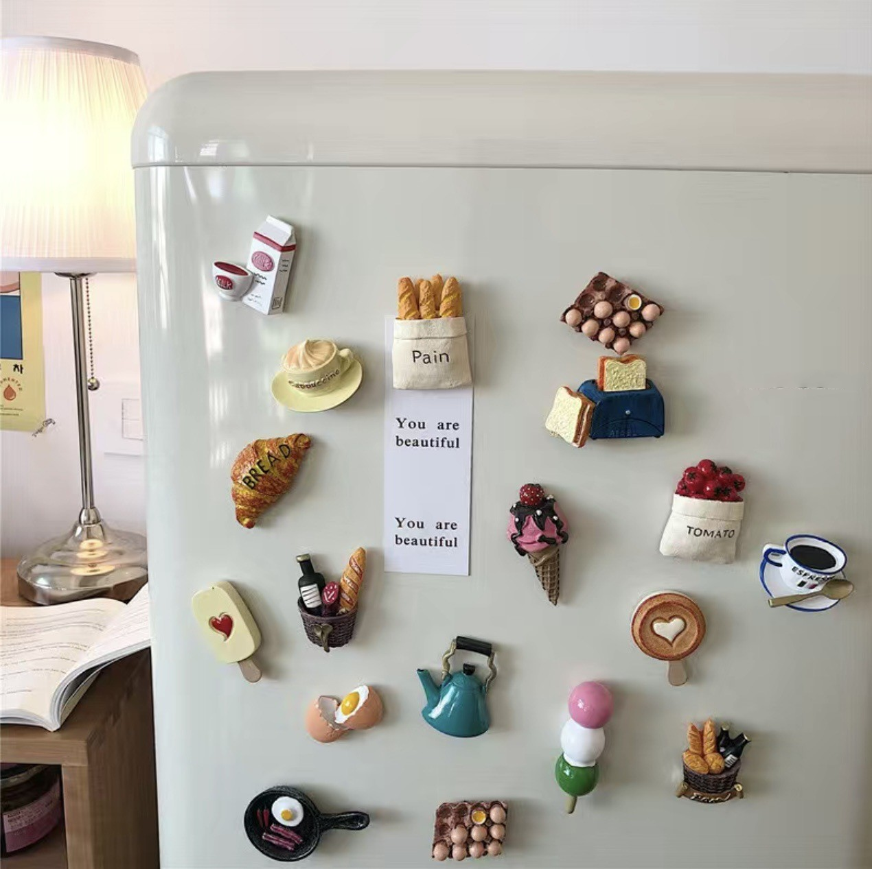 Cute 3D Food & Kitchen Themed Refrigerator Magnets - Resin Decorative Fridge Magnet Set