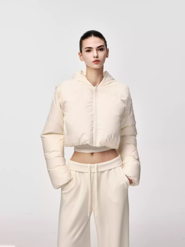 White Down Jacket for Women Lazy Casual, Warm, American-style Chic, Short Hooded Coat for Winter