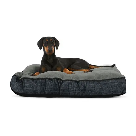 Plush Dog Bed for Medium Breeds: Dual - Tone Style & Raised Edges for Comfort