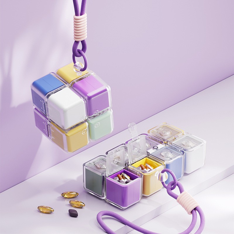Magic Cube 8-Grid Medicine Storage Box