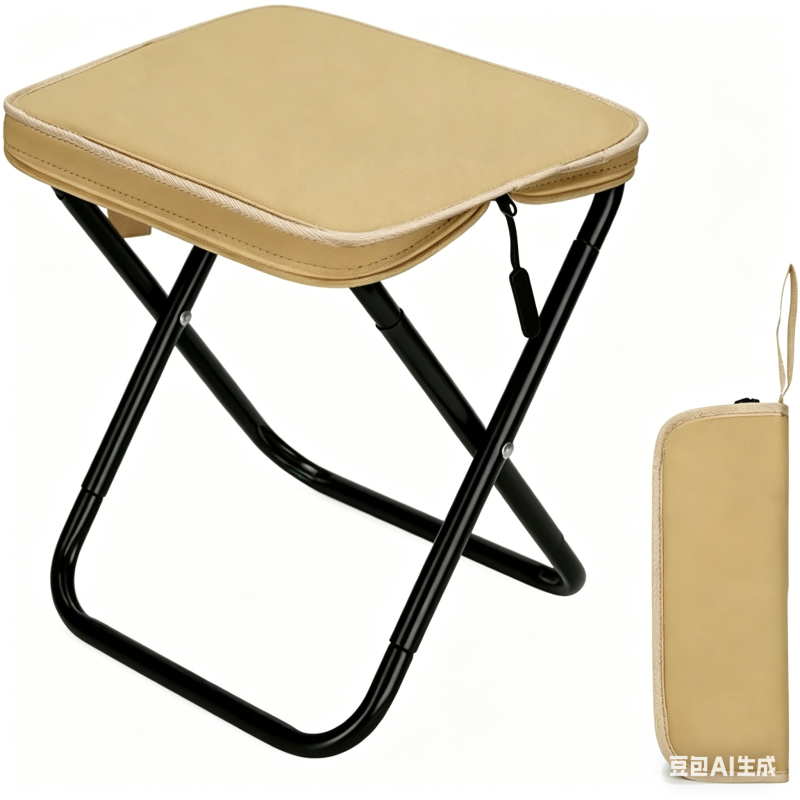 Portable Folding Camping Stool Lightweight Collapsible Stool with Storage Zipper Bag 330LB Heavy Duty Load Capacity Foldable Chair for Hiking Fishing Picnic Beach Gardening Outdoor Travel