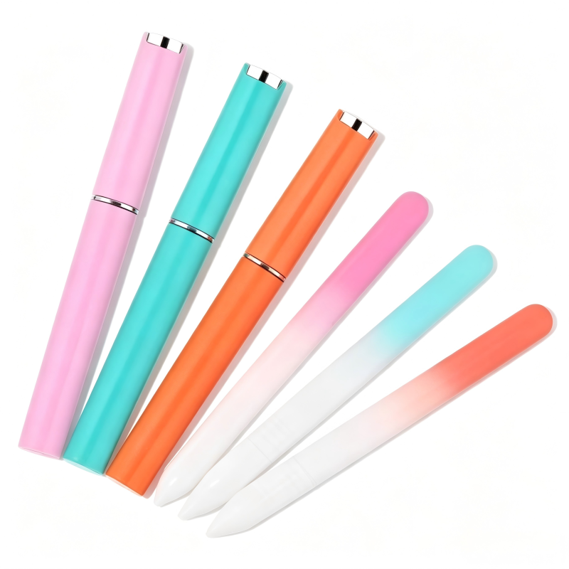 Nail File With Case Crystal Glass Professional Nail Files Buffer Sanding Polishing