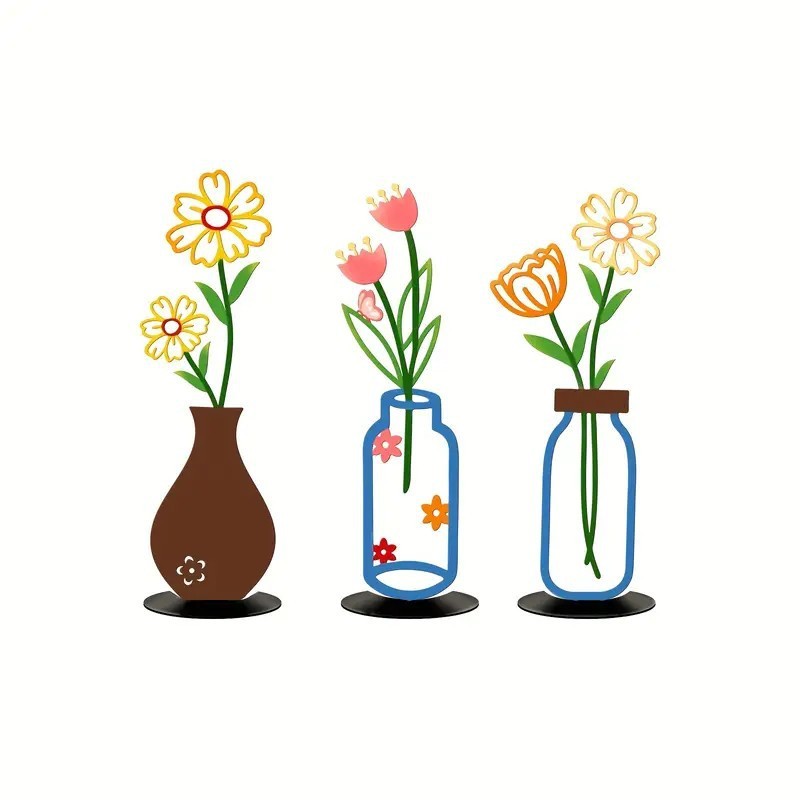 Modern Minimalist Metal Flower Vase Wall Decor