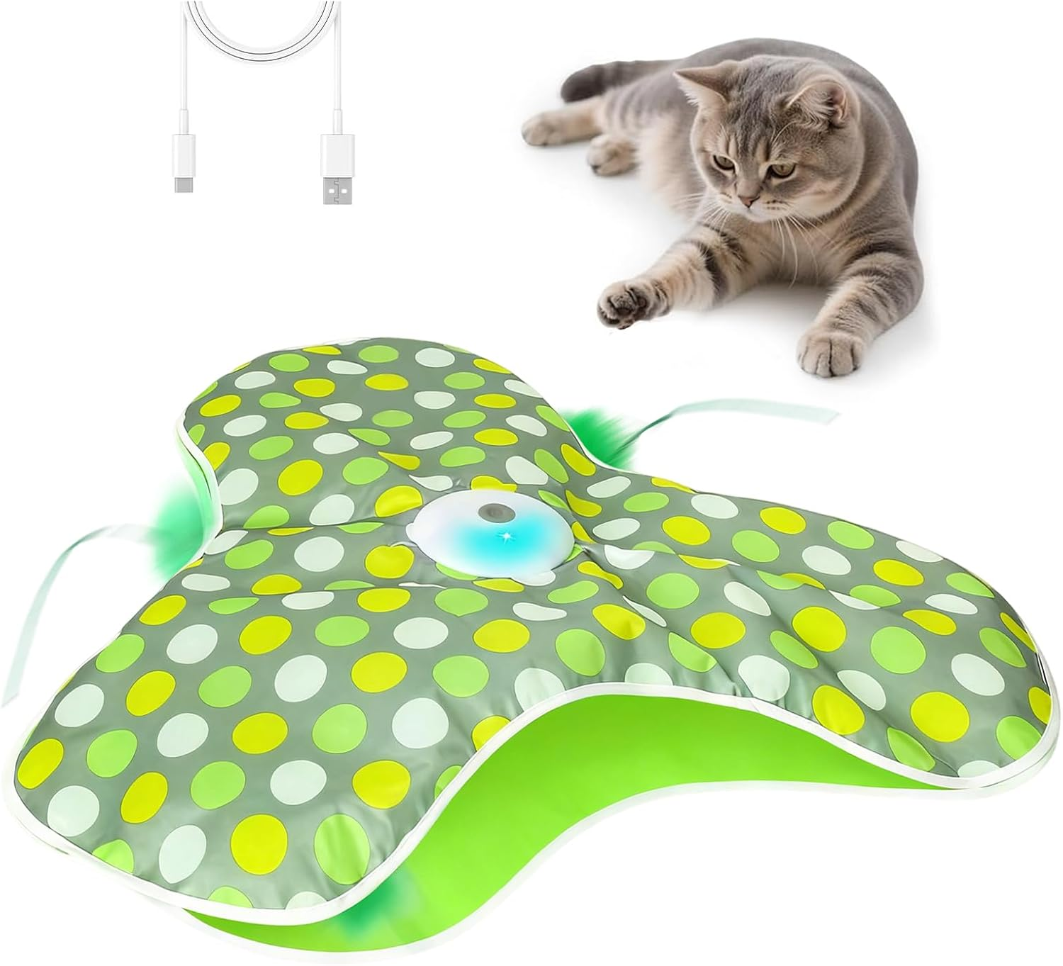 Interactive Cat Toy Mat - Motion Activated Hide-and-Seek Feather Toy for Indoor Cats