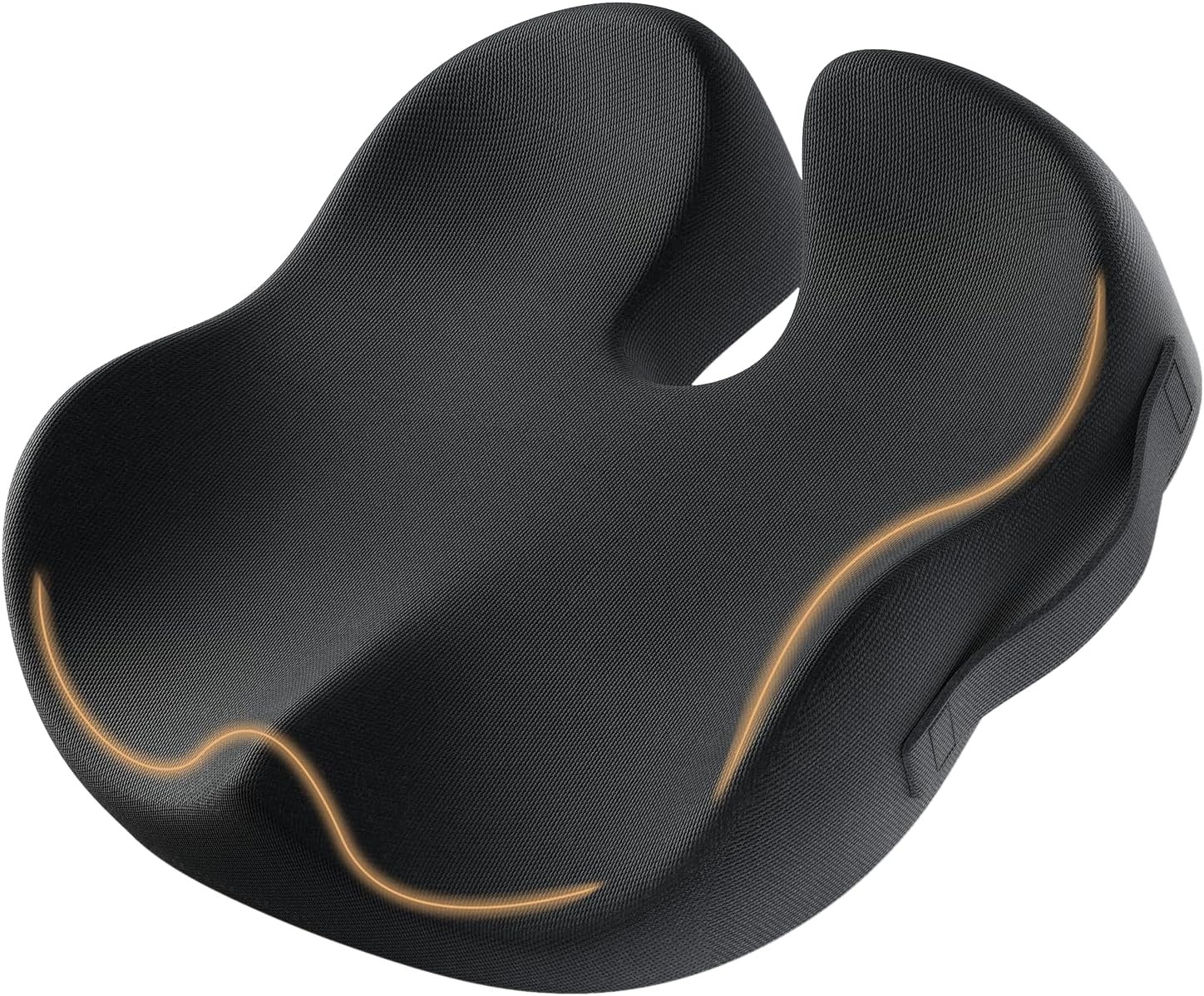 Office Chair Seat Cushion Ergonomic Memory Foam Coccyx Cushion for Sciatica Pressure Relief Pad for Hip and Tailbone All Day Comfort for Home Office Car Black