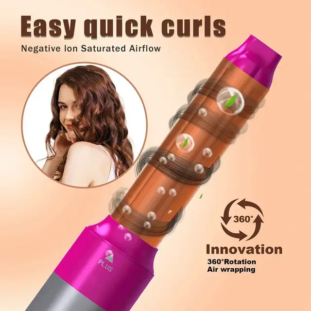 All in 1 Hair Styling Set – Hair Dryer, Straightener, Curling Iron & Hot Air Brush Combo 5 Pcs Set