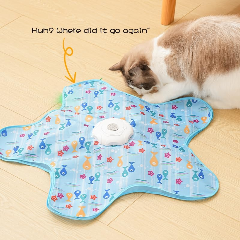 Interactive Hide-and-Seek Cat Toy Mat - Motion Activated Moving Feather Undercover Cat Toy